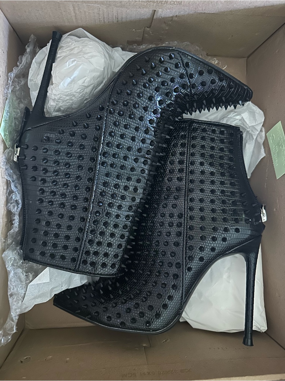 Steve Madden Black Studded Pointed-Toe Stiletto Booties